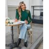 Zeagoo Long Sleeve Shirts for Women Floral Mesh Sheer Top Mock Neck Double Lined Fitted Going Out Blouses(Green)