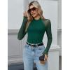 Zeagoo Long Sleeve Shirts for Women Floral Mesh Sheer Top Mock Neck Double Lined Fitted Going Out Blouses(Green)