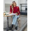 Zeagoo Long Sleeve Shirts for Women Floral Mesh Sheer Top Mock Neck Double Lined Fitted Going Out Blouses(Red)