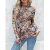 Zeagoo Long Sleeve Shirts for Women Floral Mesh Sheer Top Mock Neck Double Lined Fitted Going Out Blouses(Wf66)