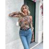 Zeagoo Long Sleeve Shirts for Women Floral Mesh Sheer Top Mock Neck Double Lined Fitted Going Out Blouses(Wf66)