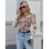 Zeagoo Long Sleeve Shirts for Women Floral Mesh Sheer Top Mock Neck Double Lined Fitted Going Out Blouses(Wf66)