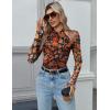 Zeagoo Long Sleeve Shirts for Women Floral Mesh Sheer Top Mock Neck Double Lined Fitted Going Out Blouses(Wf75)