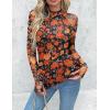 Zeagoo Long Sleeve Shirts for Women Floral Mesh Sheer Top Mock Neck Double Lined Fitted Going Out Blouses(Wf75)