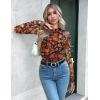 Zeagoo Long Sleeve Shirts for Women Floral Mesh Sheer Top Mock Neck Double Lined Fitted Going Out Blouses(Wf75)