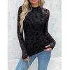 Zeagoo Long Sleeve Shirts for Women Floral Mesh Sheer Top Mock Neck Double Lined Fitted Going Out Blouses(Zw781)