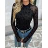 Zeagoo Long Sleeve Shirts for Women Floral Mesh Sheer Top Mock Neck Double Lined Fitted Going Out Blouses(Zw781)