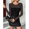 Zeagoo Long Sleeve Shirts for Women Sheer Mesh Sexy Blouses Fall Fashion Crewneck Going Out Tops(Black)