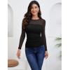 Zeagoo Long Sleeve Shirts for Women Sheer Mesh Sexy Blouses Fall Fashion Crewneck Going Out Tops(Black)