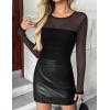 Zeagoo Long Sleeve Shirts for Women Sheer Mesh Sexy Blouses Fall Fashion Crewneck Going Out Tops(Black)