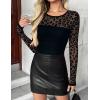 Zeagoo Long Sleeve Shirts for Women Sheer Mesh Sexy Blouses Fall Fashion Crewneck Going Out Tops(Black Leopard Print)