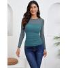 Zeagoo Long Sleeve Shirts for Women Sheer Mesh Sexy Blouses Fall Fashion Crewneck Going Out Tops(Blue)