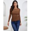Zeagoo Long Sleeve Shirts for Women Sheer Mesh Sexy Blouses Fall Fashion Crewneck Going Out Tops(Brown)