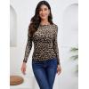 Zeagoo Long Sleeve Shirts for Women Sheer Mesh Sexy Blouses Fall Fashion Crewneck Going Out Tops(Brown Leopard Print)