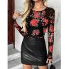 Zeagoo Long Sleeve Shirts for Women Sheer Mesh Sexy Blouses Fall Fashion Crewneck Going Out Tops(Floral Print-bf300)