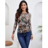 Zeagoo Long Sleeve Shirts for Women Sheer Mesh Sexy Blouses Fall Fashion Crewneck Going Out Tops(Floral Print-wf66)
