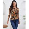 Zeagoo Long Sleeve Shirts for Women Sheer Mesh Sexy Blouses Fall Fashion Crewneck Going Out Tops(Floral Print-wf75)