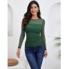 Zeagoo Long Sleeve Shirts for Women Sheer Mesh Sexy Blouses Fall Fashion Crewneck Going Out Tops(Green)