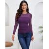 Zeagoo Long Sleeve Shirts for Women Sheer Mesh Sexy Blouses Fall Fashion Crewneck Going Out Tops(Purple)