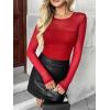 Zeagoo Long Sleeve Shirts for Women Sheer Mesh Sexy Blouses Fall Fashion Crewneck Going Out Tops(Red)