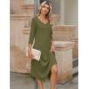 Zeagoo Midi Dresses Women 2026 Spring Dress 3/4 Sleeve Casual Dresses with Pockets A Line Summer Beach Sundress(Army Green)