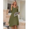 Zeagoo Midi Dresses Women 2026 Spring Dress 3/4 Sleeve Casual Dresses with Pockets A Line Summer Beach Sundress(Army Green)