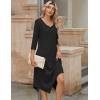 Zeagoo Midi Dresses Women 2026 Spring Dress 3/4 Sleeve Casual Dresses with Pockets A Line Summer Beach Sundress(Black)