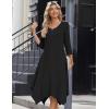 Zeagoo Midi Dresses Women 2026 Spring Dress 3/4 Sleeve Casual Dresses with Pockets A Line Summer Beach Sundress(Black)
