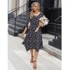 Zeagoo Midi Dresses Women 2026 Spring Dress 3/4 Sleeve Casual Dresses with Pockets A Line Summer Beach Sundress(Blue Floral)