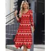 Zeagoo Midi Dresses Women 2026 Spring Dress 3/4 Sleeve Casual Dresses with Pockets A Line Summer Beach Sundress(Christmas Elk)