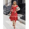 Zeagoo Midi Dresses Women 2026 Spring Dress 3/4 Sleeve Casual Dresses with Pockets A Line Summer Beach Sundress(Christmas Elk)