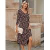 Zeagoo Midi Dresses Women 2026 Spring Dress 3/4 Sleeve Casual Dresses with Pockets A Line Summer Beach Sundress(Coffee)