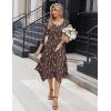 Zeagoo Midi Dresses Women 2026 Spring Dress 3/4 Sleeve Casual Dresses with Pockets A Line Summer Beach Sundress(Coffee)