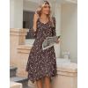 Zeagoo Midi Dresses Women 2026 Spring Dress 3/4 Sleeve Casual Dresses with Pockets A Line Summer Beach Sundress(Coffee)