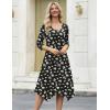 Zeagoo Midi Dresses Women 2026 Spring Dress 3/4 Sleeve Casual Dresses with Pockets A Line Summer Beach Sundress(Daisy)