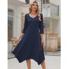 Zeagoo Midi Dresses Women 2026 Spring Dress 3/4 Sleeve Casual Dresses with Pockets A Line Summer Beach Sundress(Dark Blue)