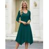 Zeagoo Midi Dresses Women 2026 Spring Dress 3/4 Sleeve Casual Dresses with Pockets A Line Summer Beach Sundress(Dark Green)