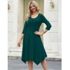 Zeagoo Midi Dresses Women 2026 Spring Dress 3/4 Sleeve Casual Dresses with Pockets A Line Summer Beach Sundress(Dark Green)