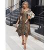 Zeagoo Midi Dresses Women 2026 Spring Dress 3/4 Sleeve Casual Dresses with Pockets A Line Summer Beach Sundress(Ethnic Brown)