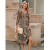 Zeagoo Midi Dresses Women 2026 Spring Dress 3/4 Sleeve Casual Dresses with Pockets A Line Summer Beach Sundress(Ethnic Brown)