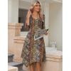 Zeagoo Midi Dresses Women 2026 Spring Dress 3/4 Sleeve Casual Dresses with Pockets A Line Summer Beach Sundress(Ethnic Brown)