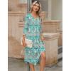 Zeagoo Midi Dresses Women 2026 Spring Dress 3/4 Sleeve Casual Dresses with Pockets A Line Summer Beach Sundress(Ethnic Green Apricot)