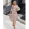 Zeagoo Midi Dresses Women 2026 Spring Dress 3/4 Sleeve Casual Dresses with Pockets A Line Summer Beach Sundress(Floral Apricot)