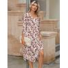 Zeagoo Midi Dresses Women 2026 Spring Dress 3/4 Sleeve Casual Dresses with Pockets A Line Summer Beach Sundress(Floral Apricot)