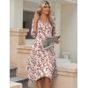 Zeagoo Midi Dresses Women 2026 Spring Dress 3/4 Sleeve Casual Dresses with Pockets A Line Summer Beach Sundress(Floral Apricot)
