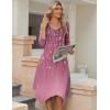 Zeagoo Midi Dresses Women 2026 Spring Dress 3/4 Sleeve Casual Dresses with Pockets A Line Summer Beach Sundress(Floral Purple)