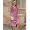 Zeagoo Midi Dresses Women 2026 Spring Dress 3/4 Sleeve Casual Dresses with Pockets A Line Summer Beach Sundress(Floral Purple)
