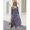 Zeagoo Midi Dresses Women 2026 Spring Dress 3/4 Sleeve Casual Dresses with Pockets A Line Summer Beach Sundress(Flower Branch)