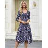 Zeagoo Midi Dresses Women 2026 Spring Dress 3/4 Sleeve Casual Dresses with Pockets A Line Summer Beach Sundress(Flower Branch)