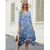Zeagoo Midi Dresses Women 2026 Spring Dress 3/4 Sleeve Casual Dresses with Pockets A Line Summer Beach Sundress(Gradient Blue)